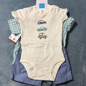 Carter's Blue Checkered Shirt and Shorts Set